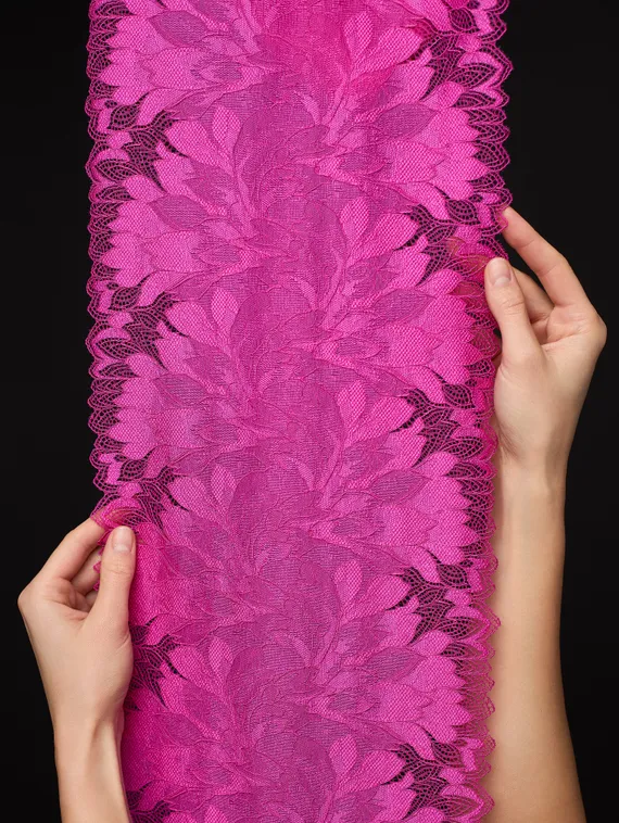 03-77 ОПТ Кружево эластичное 24 см, фуксия