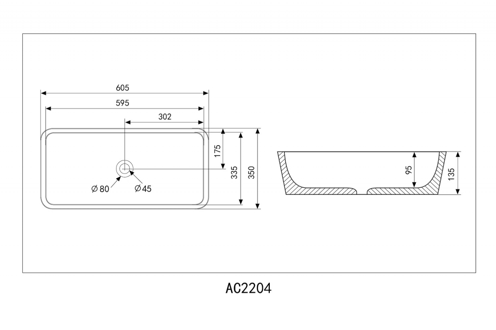 Раковина накладная ABBER Rechteck AC2204MDG зеленая матовая