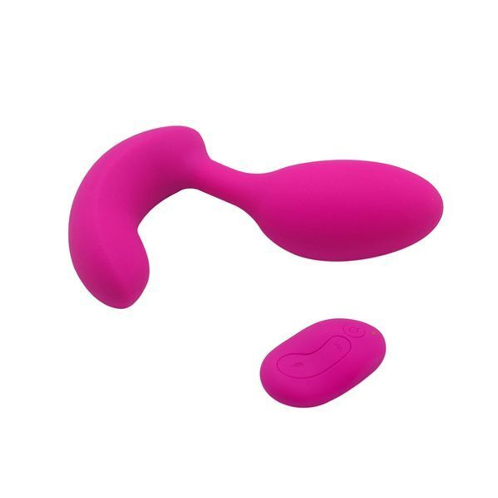Розовый вибратор с пультом ДУ - 14,5 см. (Цвет: розовый)