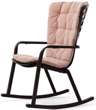 Кресло-качалка Folio пластиковое чернок с розовой подушкой Nardi Италия