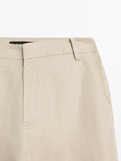 Massimo Dutti Льняные брюки морковного кроя, каменный
