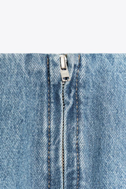 ZARA ДЖИНСОВАЯ ЮБКА-МИДИ ZW COLLECTION, ВЫЦВЕТШИЙ СИНИЙ