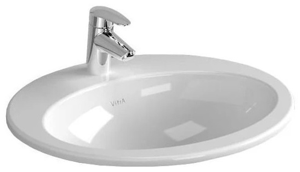 Раковина накладная Vitra S20 круглая 47 cм, c переливом, цвет белый (5467B003-0001)