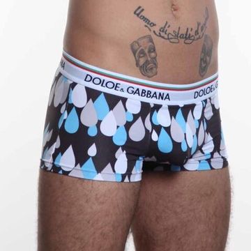 Мужские трусы боксеры в голубую каплю Dolce Gabbana Colorful Drops черный
