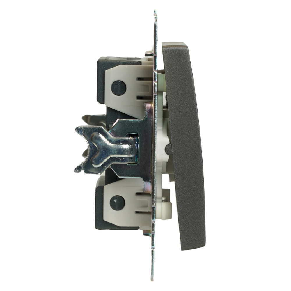 Выключатель 2-клавишный (механизм) 250В, 10А, серия Катрин, графит, GLS10-7104-06 49411