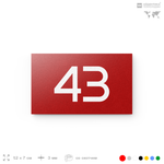Табличка с номером 43 на дверь квартиры, для офиса, кабинета, аудитории, склада, красная 120х70 мм, Айдентика Технолоджи