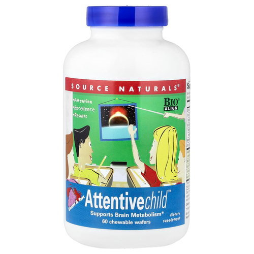 Source Naturals, Attentive Child, сладкий и терпкий, 60 жевательных вафель