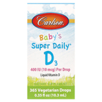 Carlson, Super Daily, витамин D3 для детей, 10 мкг (400 МЕ), 10,3 мл (0,35 жидк. унций)