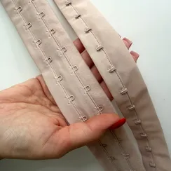 Крючки на ленте двухрядные серебристый пион