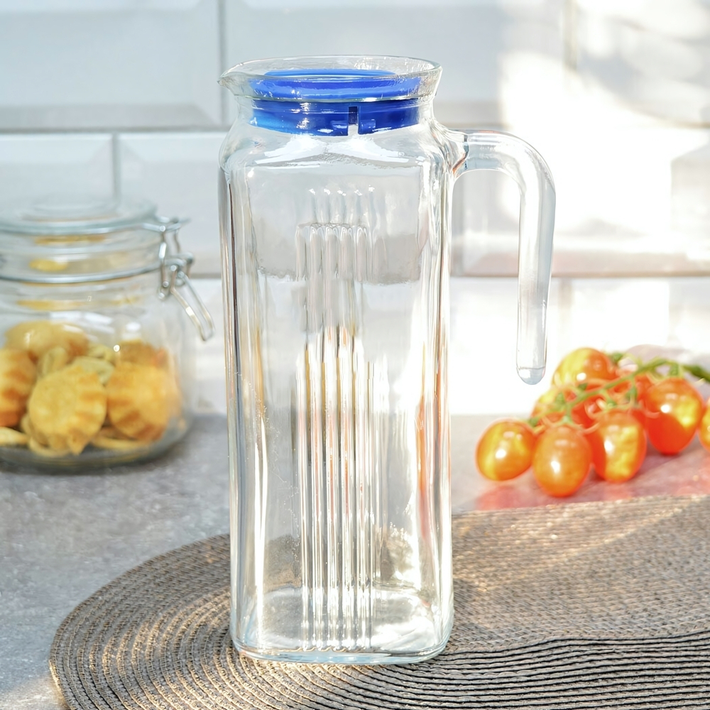 Графин 1л "Frigo" с голубой крышкой, без коробки