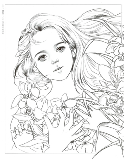 Poetry and girl. Coloring book