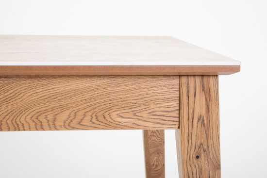 Стол Франк (дуб/нога венге/столешница керамика жемчуг)