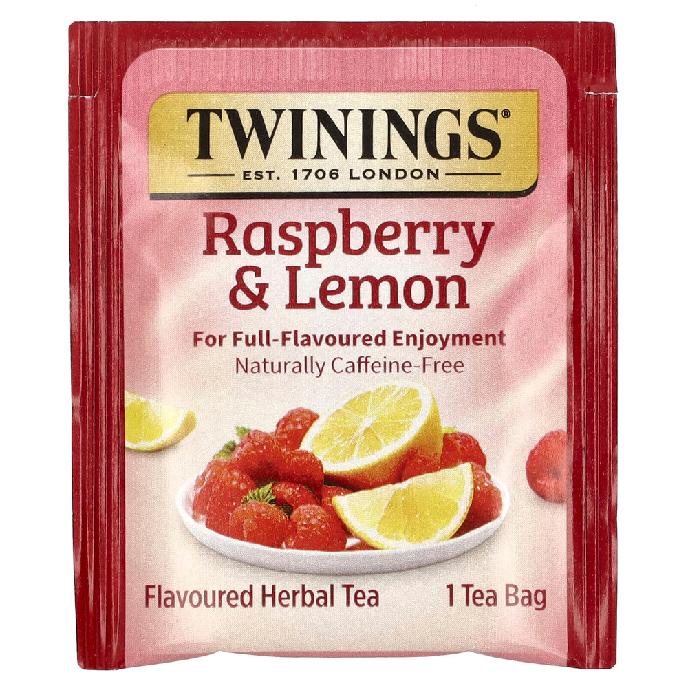 Twinings, ароматизированный травяной чай, малина и лимон, без кофеина, 20 чайных пакетиков, 50 г (1,76 унции)
