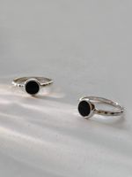 Кольцо узкое Black с агатом