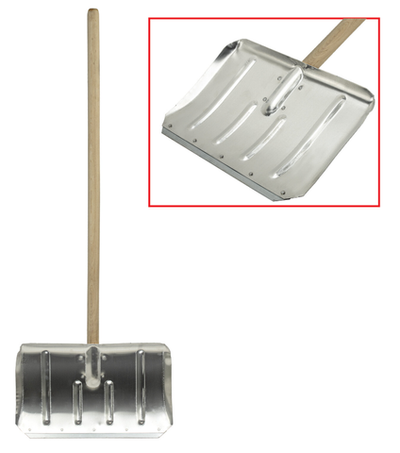 Лопата снегоуборочная алюминиевая 50х33 см. усиленная. Высота 130 см. Деревянный черенок ЛТСЕ