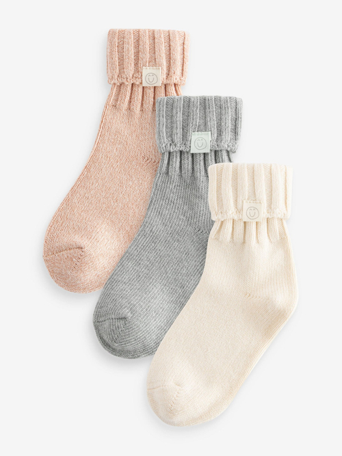 Носки хлопоквые для девочки Next 966-929, 3 шт., Серый, Бежевый