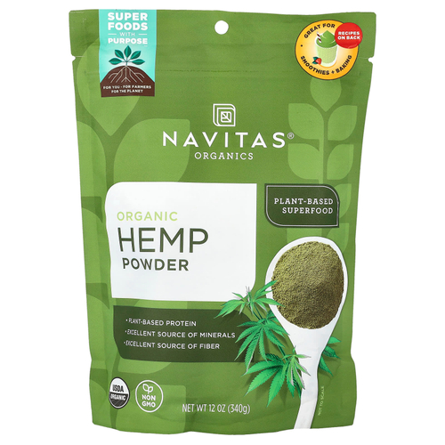 Navitas Organics, органический конопляный порошок, 340 г (12 унций)