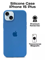 Силиконовый чехол Silicone Case iPhone 15 Plus, c MagSafe, Голубой
