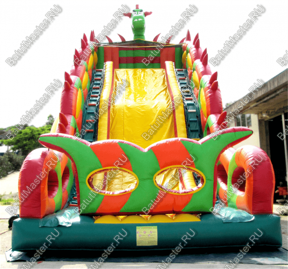 Батут-горка "Дракон 3" с шипами, два входа 11*6*8,5 м