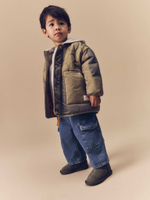 Куртка стеганая с капюшоном для мальчика Next Q60-453, Хаки, Серый
