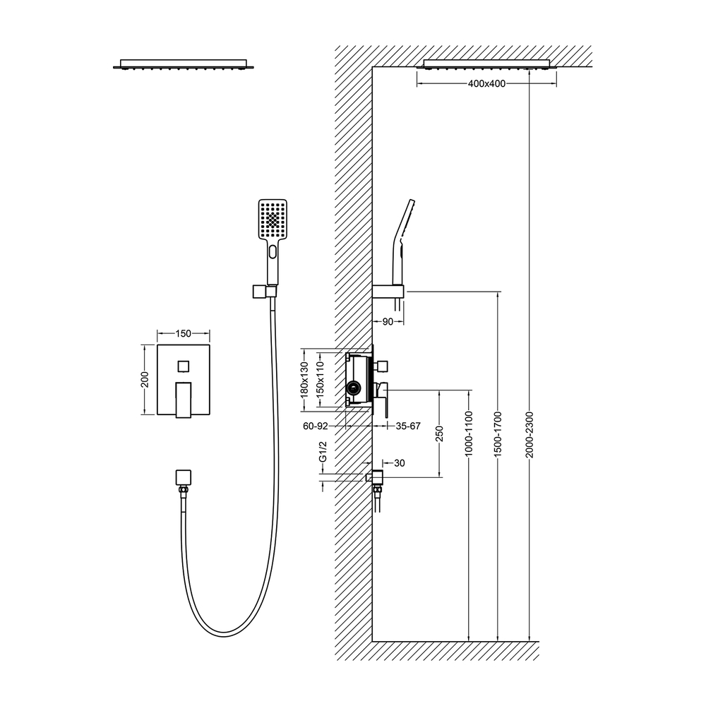 Душевой комплект Timo Selene SX-2029/03SM, чёрный