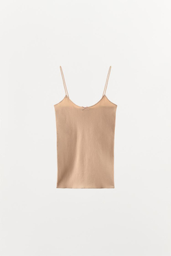 ZARA ТОП НА БРЕТЕЛЯХ С АТЛАСНЫМ БАНТОМ, ПАСТЕЛЬНО-РОЗОВЫЙ