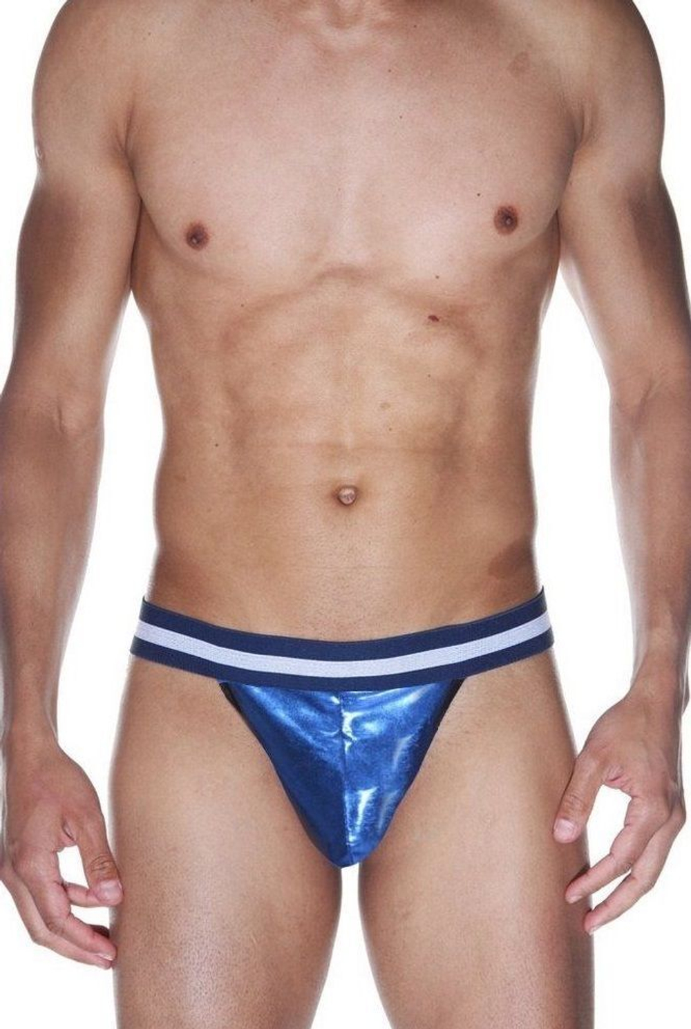 Блестящие трусы-тонги на широкой резинке