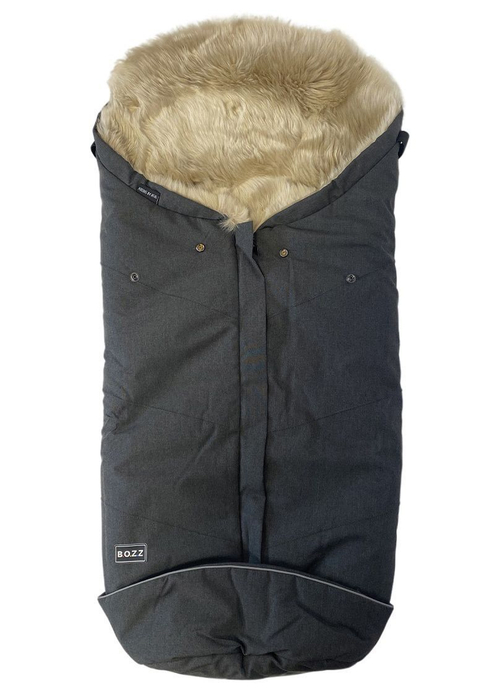 Конверт Bozz из овчины с длинным ворсом черный меланж/лён