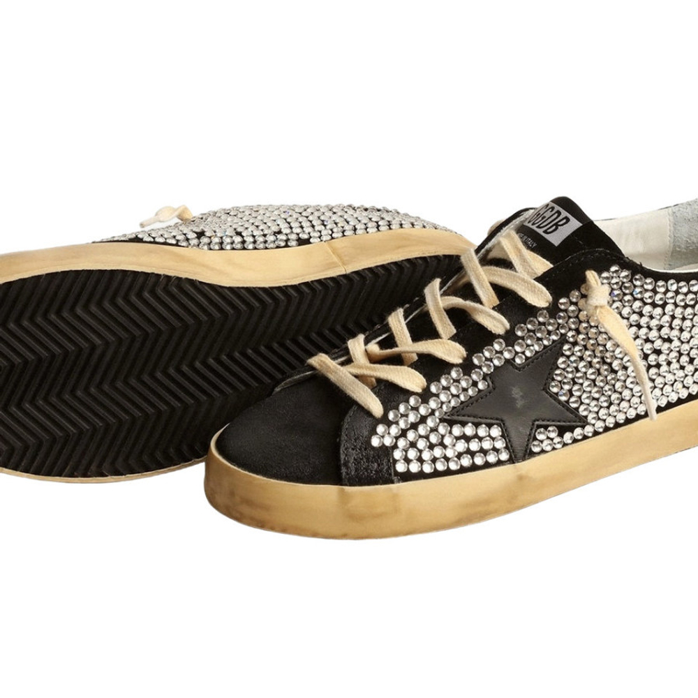 Женские Golden Goose Superstar LTD with Swarovski Crystals and Black Leather Star