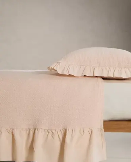 ZARA HOME ДЕТСКОЕ ПОКРЫВАЛО С ОБОРКАМИ, РОЗОВЫЙ