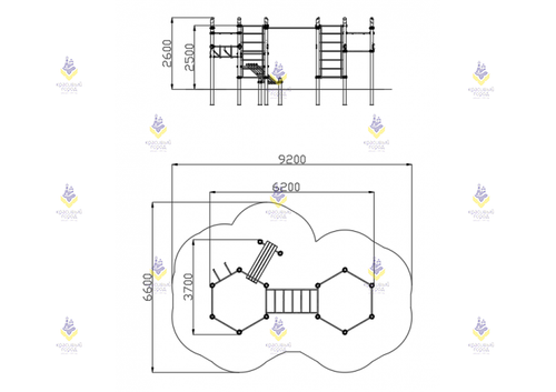 Воркаут «4 турника, 2 шведские стенки, 2 пары колец, рукоход и скамьи для пресса»