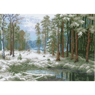 "Первый снег (по мотивам И.И. Шишкина)"-0914 канва с рисунком