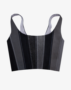 Джинсовый апсайкл корсет с бретелями, чёрный