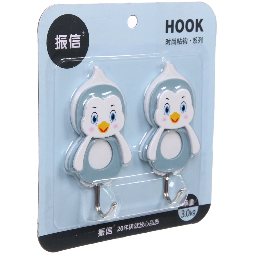 Крючки в наборе 2 шт на липкой основе «ИДЕЯДОМА», пингвинята, микс два дизайна, нагрузка 3кг/4*8см