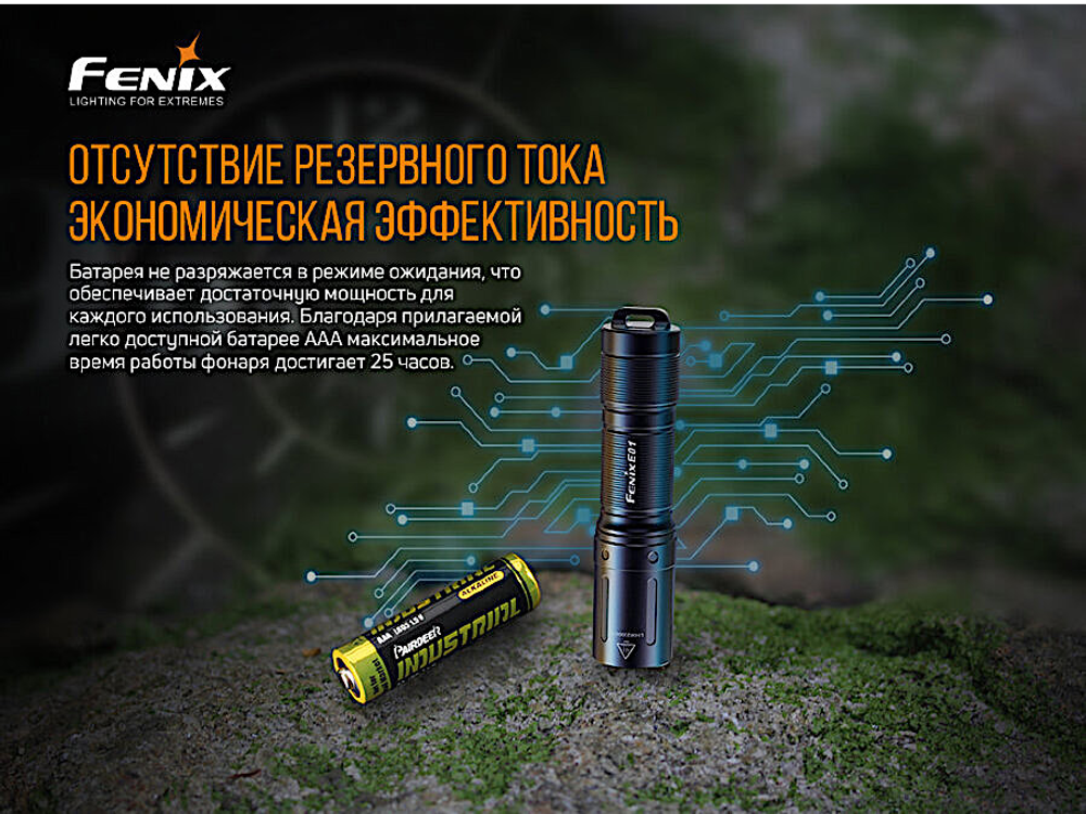 Фонарь Fenix E01 V2.0 Cree XP-G2 S3 Черный