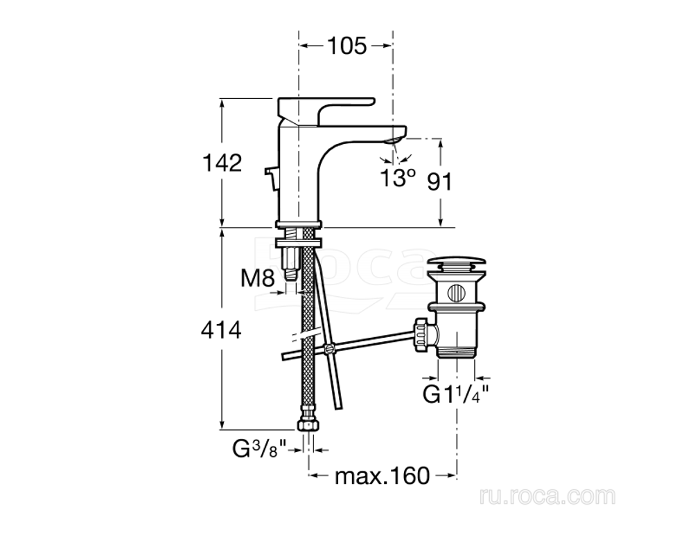 Смеситель Roca L20 для раковины 5A3A09C0M