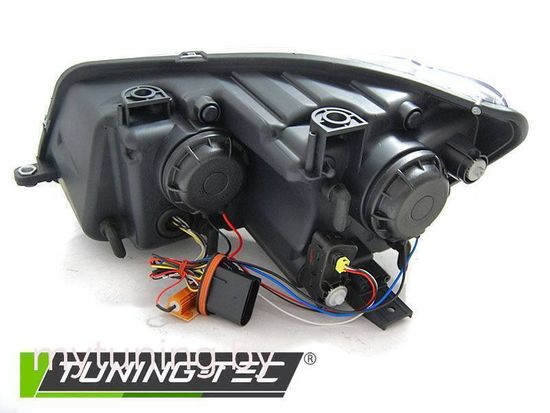 Передние фары Tube Light для Volkswagen Touran I (03-15) динамические черные