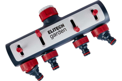 Распределитель потоков 4-х канальный премиум с переходниками для крана 3/4”и 1” HF 004 Garden Elitech 206028