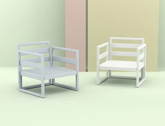 Кресло уличное пластиковое Mykonos, белый, светло-коричневый