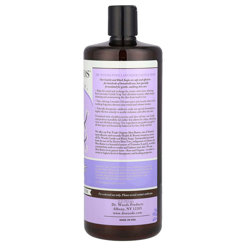 Dr. Woods, кастильское мыло, лаванда и масло ши, приобретенное на основе принципов справедливой торговли, 946 мл (32 жидк. унции)