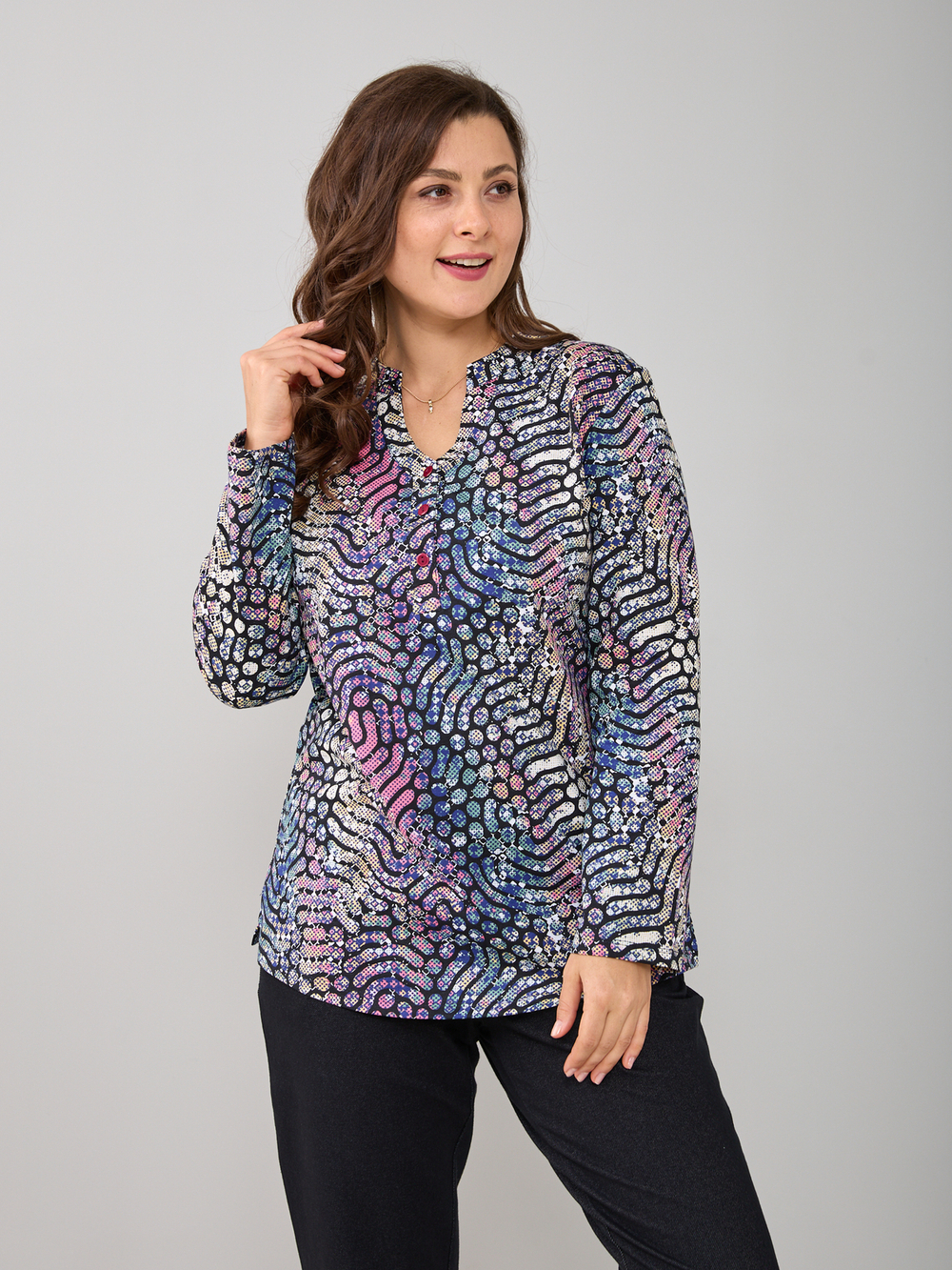 Блузка БЛ-22/тсиний-хамелеон