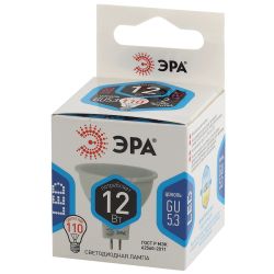 Лампа светодиодная ЭРА STD LED MR16-12W-840-GU5.3 12Вт софит нейтральный белый свет GU5.3 | Лампы cветодиодные Точечные (Софиты) (MR, PAR)