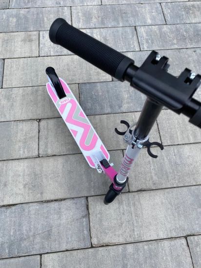 Складной двухколёсный самокат со светящимися колёсами и платформой Micar Flash 145 белый