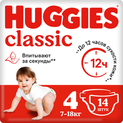 Подгузники Huggies Classic 4 (7-18кг), 14 шт.