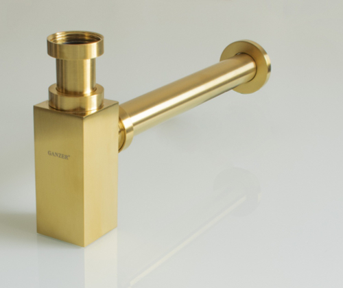 Сифон МЕТАЛЛ. КВАД. (МАТ. ЗОЛОТО) GANZER (20/1шт)