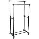 Вешалка гардеробная телескопическая напольная на колёсах двойная «ПЕРФЕКТХАУС», цвет черный, нагрузка до 25кг, 75*42*150см