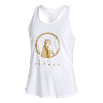 Женская теннисная майка Quiet Please Retro Racerback Tank Top Women - White, Gold