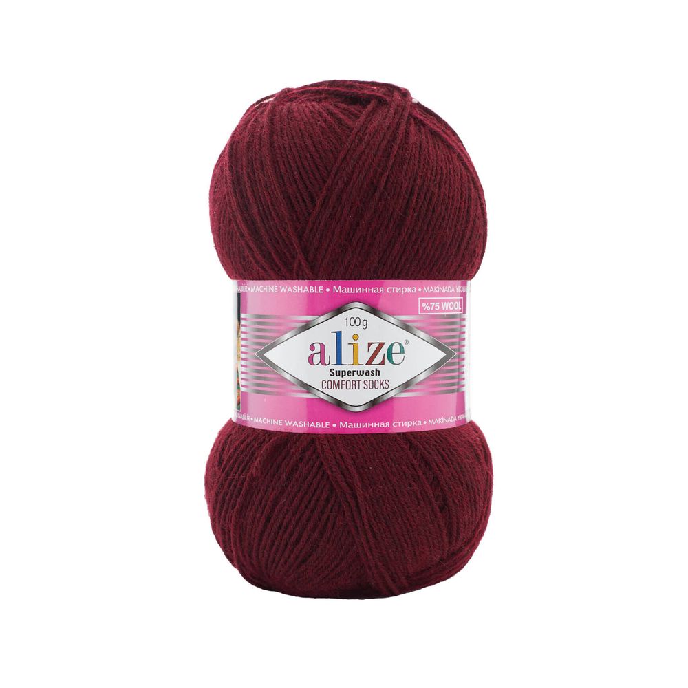 ALIZE &quot;SUPERWASH COMFORT&quot;, 75% шерсть, 25% п/а, 100 гр, 420 м, Бордовый