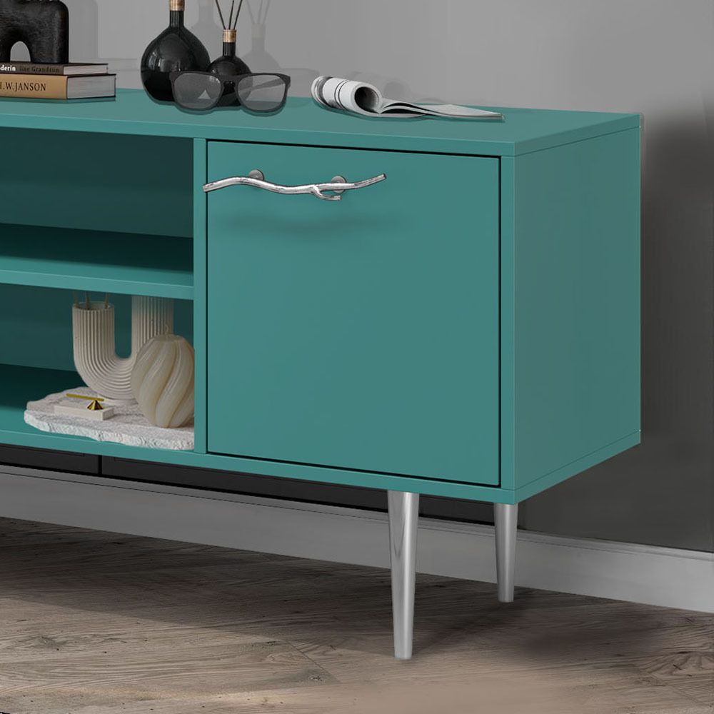 Тумба под ТВ Арт Колор matte 117см Стайл Сильвер Пастельно-синий матовый