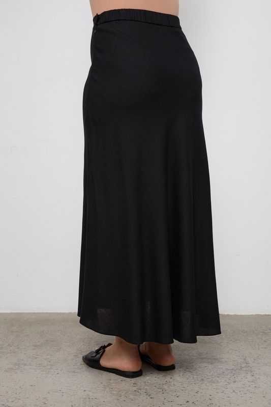 Юбка-миди изо льна, черный